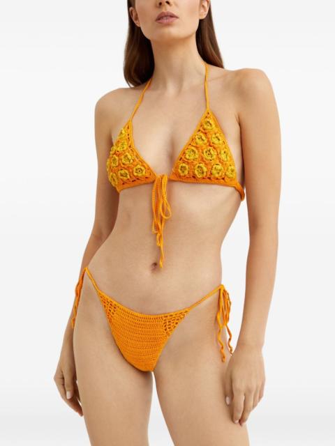 Cult Gaia Alivia floral-appliqué crochet bikini top