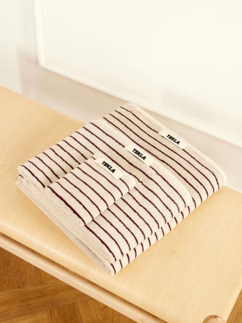 TEKLA Set of three striped organic cotton-terry towels Cream