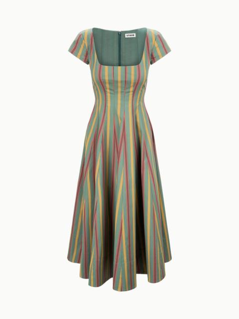 STAUD STAUD SHORT SLEEVE WELLS DRESS TRAILBLAZER STRIPE