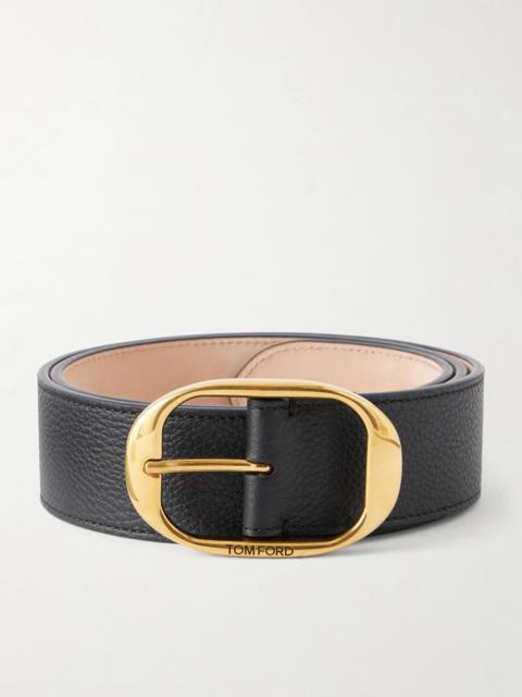 TOM FORD 4cm Logo-Engraved Full-Grain Leather Belt