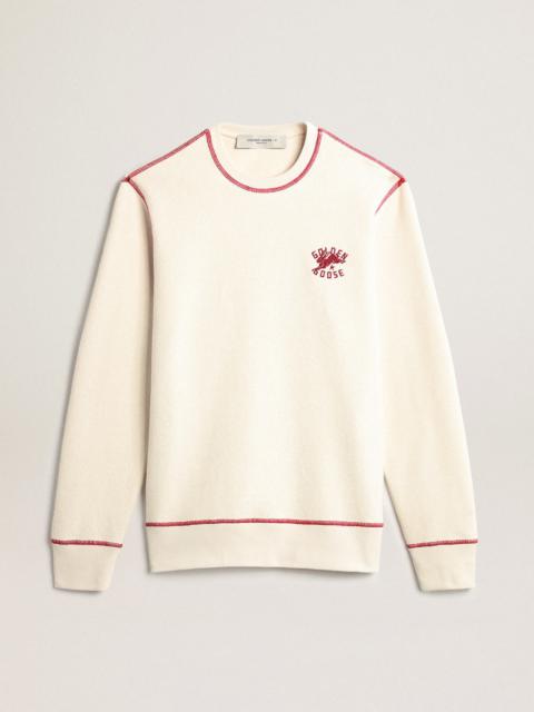 Golden Goose Men’s heritage white sweatshirt with CNY logo
