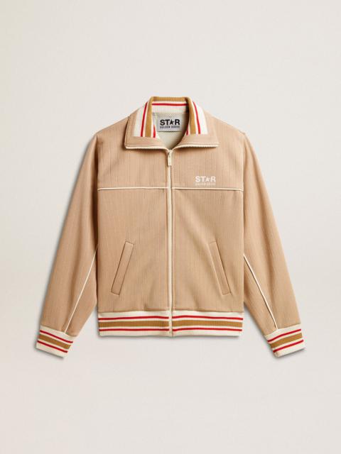 Golden Goose Women’s light beige zipped sweatshirt with white logo