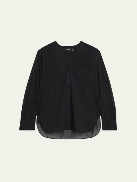 Theory Oversized Lightweight Button-Front Shirt