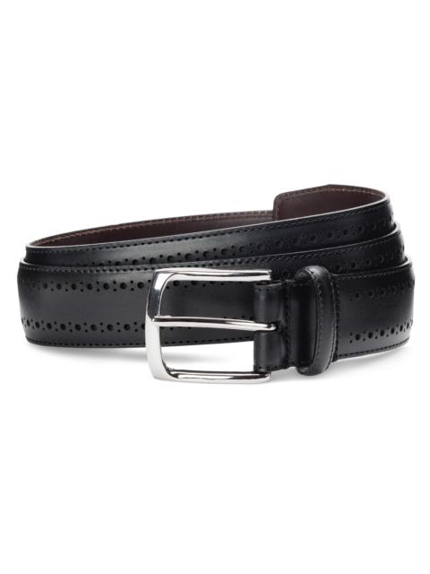 ALLEN EDMONDS Men's Manistee Brogue Leather Belt - Black