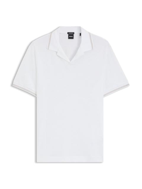 BOSS JOHNNY-COLLAR POLO SHIRT IN COTTON AND LINEN