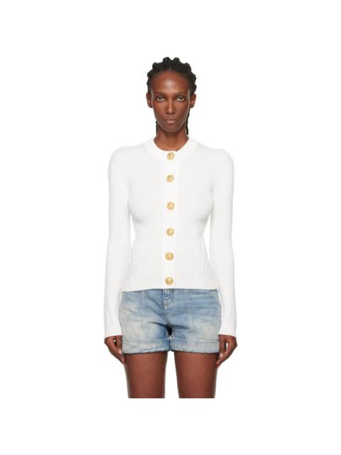 White Fine Knit Cardigan