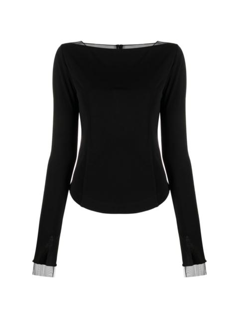 Helmut Lang tulle-panelled top