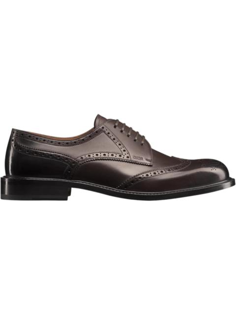 Dior Dior Embassy Derby Brogue in Black Calfskin with Patina Finish Brown