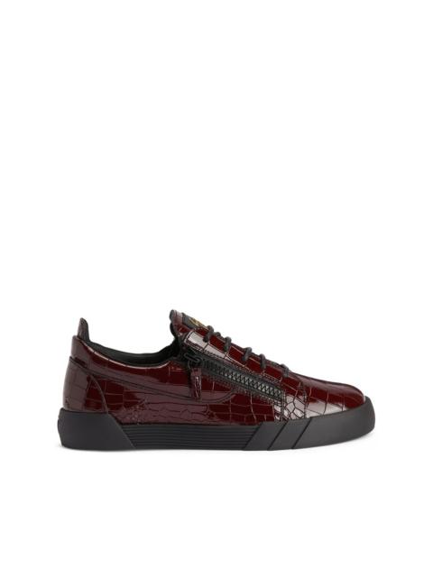 Frankie crocodile-effect leather sneakers