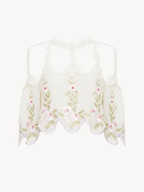 Chloé CUT-OUT CROPPED TOP IN TECHNICAL TAFFETA