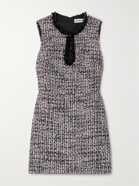 self-portrait Sequin-embellished Bouclé-tweed Mini Dress