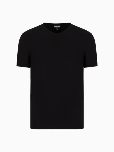 V-neck T-shirt Icon in stretch viscose jersey