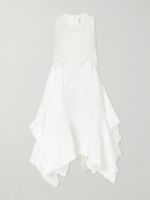 Comme Des Garçons Crochet-trimmed Cloqué Midi Dress