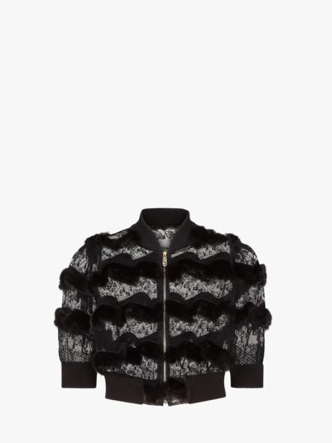 FENDI Black lace and mink jacket
