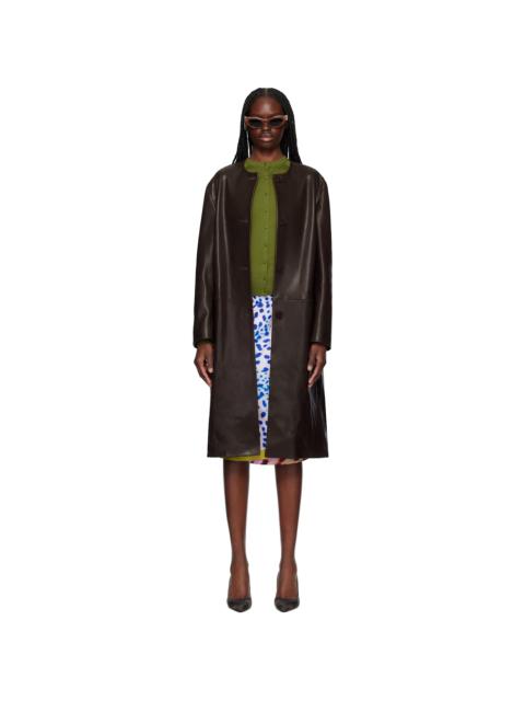 NOUR HAMMOUR Brown Audrey Leather Jacket