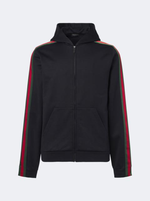 GUCCI Web Stripe silk and cotton jersey hoodie
