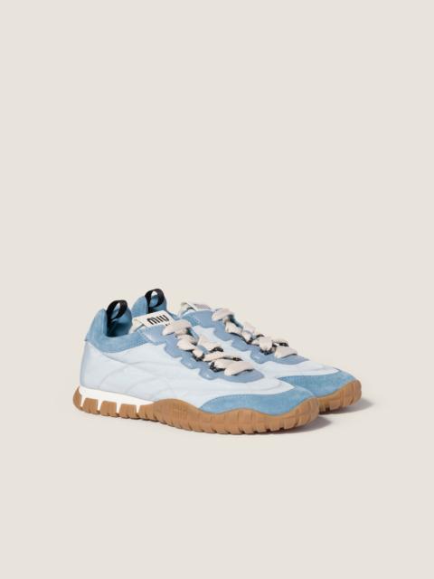 Miu Miu Tyre technical fabric and suede sneakers