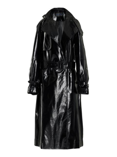 Sabina Belted-Neck Lacquered Coat black