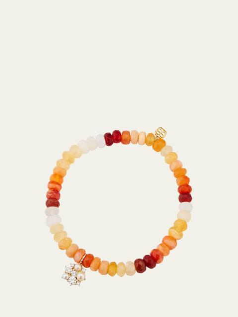 SYDNEY EVAN 14K Gold Charm and Fire Opal Bead Bracelet