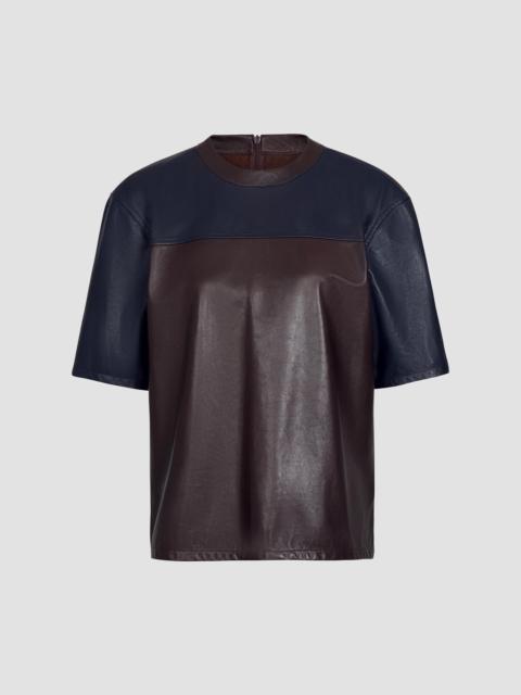 TWP Women's Two-Tone Leather T-Shirt - Midnight Dark Chocolate