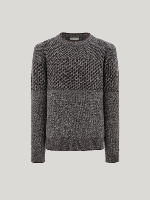 Canali WOOL AND ALPACA BLEND JACQUARD BOUCLÉ CREW NECK