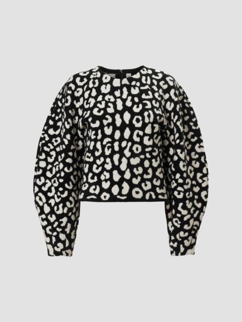 CAROLINA HERRERA Women's Leopard Chenille Puff-Sleeve Sweater - Black Multi
