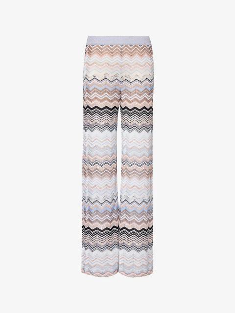 Missoni Wide-leg mid-rise knitted trousers