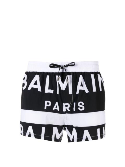 Balmain two-tone logo swim shorts