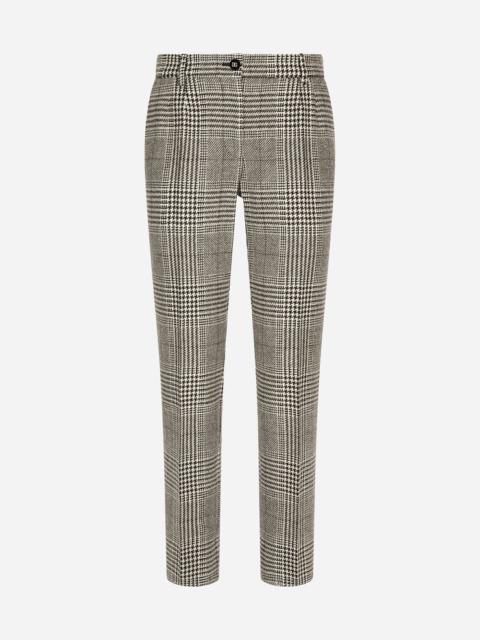 Low-rise glen plaid pants