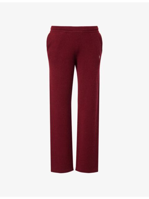 Sporty & Rich Wide-Leg Embroidered-Logo Cashmere-And-Wool Jogging Bottoms
