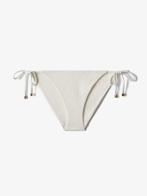 JIMMY CHOO Aubrie
Latte JC Monogram-Print Regenerated Nylon and Lycra Triangle Bikini Brief