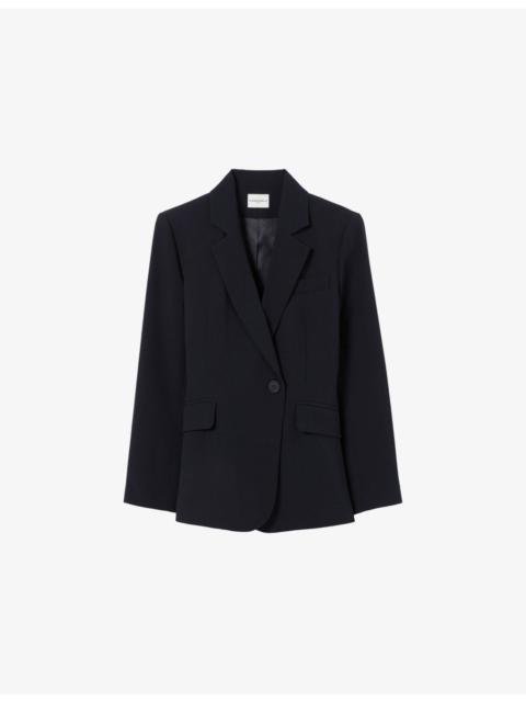 Claudie Pierlot Tailored Lapel-Collar Woven Blazer