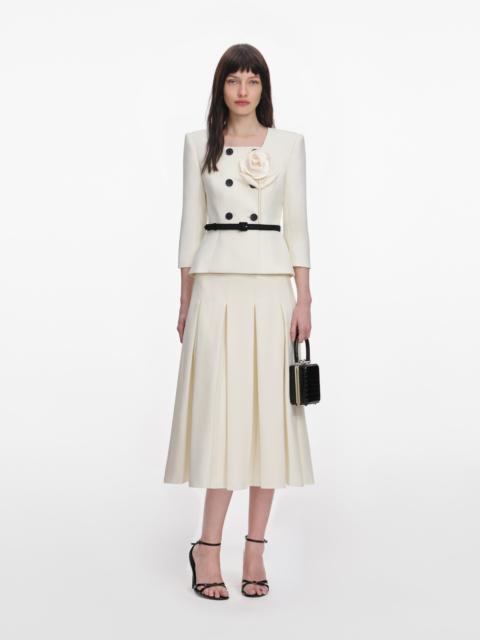 Cream 3D Flower Tailored Midi Dress