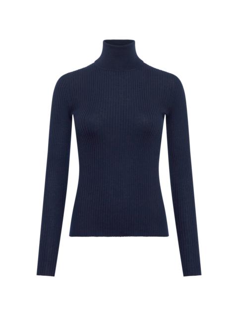 GABRIELA HEARST Peppe Cashmere-Silk Turtleneck Top navy
