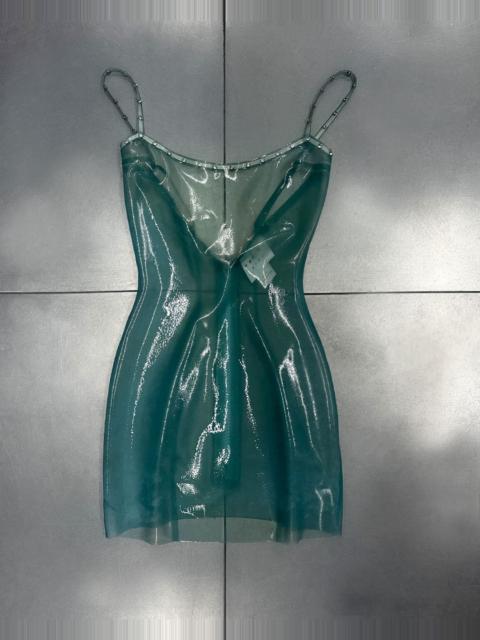 POSTER GIRL LATEX TRANSPARENT BLUE DRESS