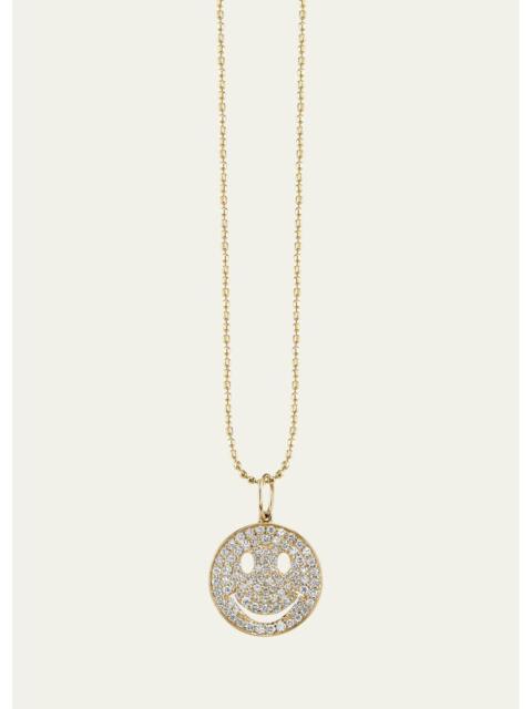 SYDNEY EVAN 14K Medium Happy Face Necklace with Diamonds