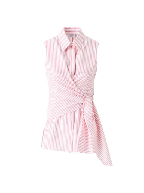 AKRIS Women's Striped Tie-Detail Cotton Poplin Top - Cream Rose