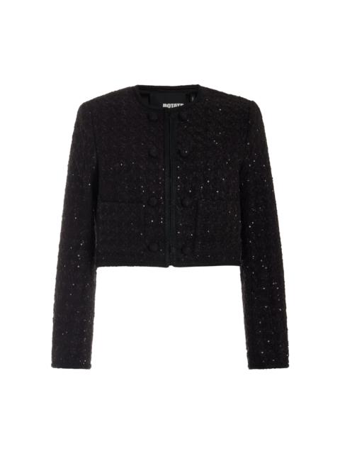 ROTATE Cropped Bouclé Jacket black
