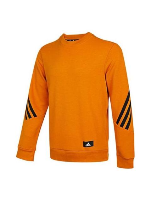 Men's adidas Stripe Sports Round Neck Pullover Yellow H46541