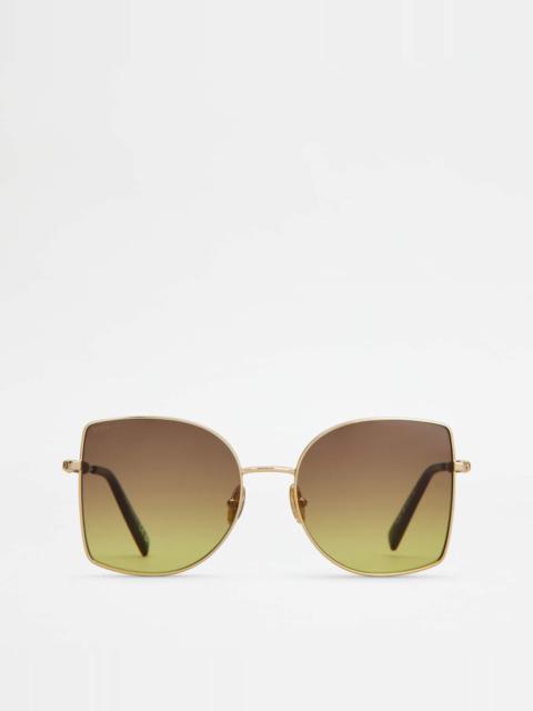Tod's SUNGLASSES WITH TEMPLES IN LEATHER - GOLD