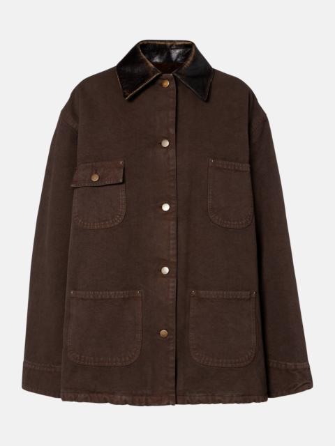 Prada Leather-trimmed cotton canvas field jacket
