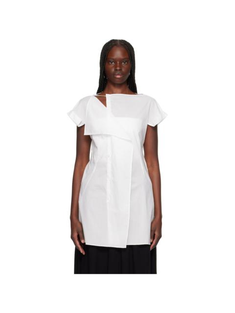 White Cotton Lawn Right Side Drape Blouse