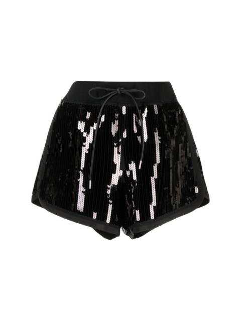 sacai sequin-embellished drawstring shorts