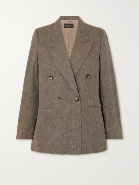 Loro Piana Aurora double-breasted woven blazer Beige