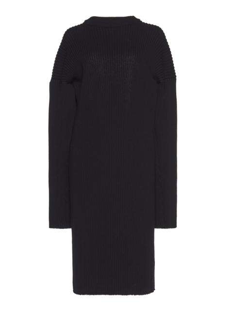 Bottega Veneta Open-Back Knitted Wool-Blend Midi Dress black