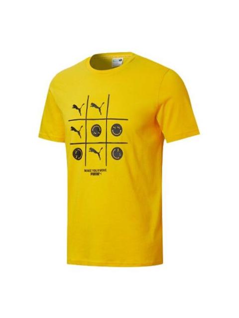 PUMA PUMA Letter Logo Printed Cotton Short Sleeve Yellow 530017-81