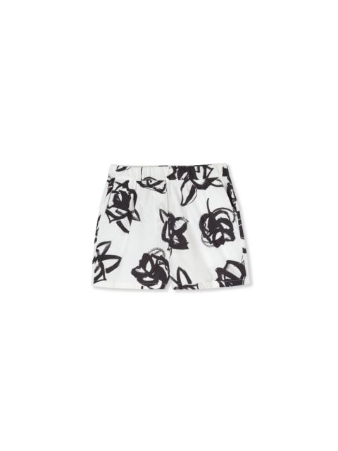 Poplin shorts with brushstroke rose print