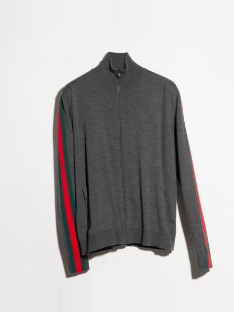 GUCCI Fine wool zip jacket with Web