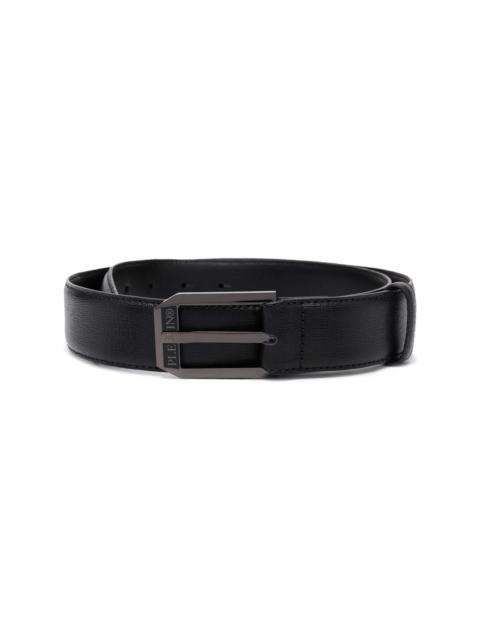 Saffiano leather buckled belt