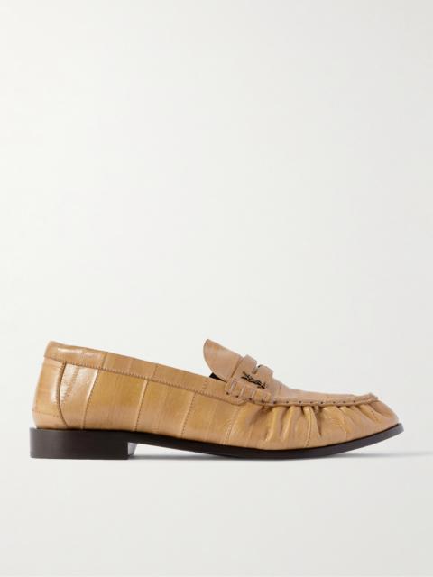 SAINT LAURENT Le Loafer Monogram Logo-Appliquéd Eel Penny Loafers